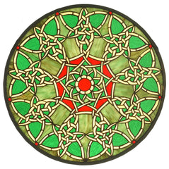 51527 Knotwork Trance Green Stained Glass Window by Meyda Lighting | 20"