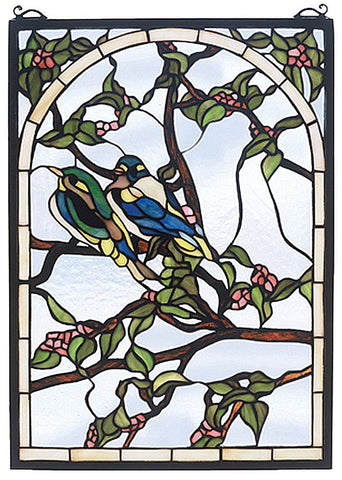 47966 Lovebirds Stained Glass Window by Meyda Lighting | 14x20 inches
