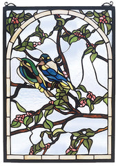 47966 Lovebirds Stained Glass Window by Meyda Lighting | 14x20 inches