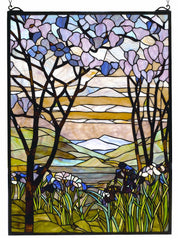 98589 Magnolia & Iris Stained Glass Window by Meyda Lighting | 22x30 inches