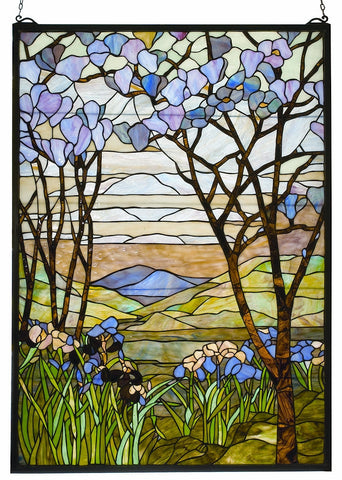 12514 Magnolia & Iris Stained Glass Window by Meyda Lighting | 29x40 inches