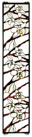 47887 Magnolia Branches Stained Glass Window by Meyda Lighting | 9x42 inches