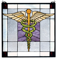 81519 Medical Square Stained Glass Window by Meyda Lighting | 18 inches