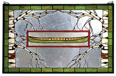 70490 North Country Canoe Stained Glass Window by Meyda Lighting | 28x18"
