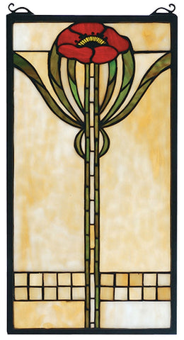 Parker Poppy Rectangular Stained Glass Window | 11x20 inches