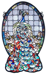 79806 Peacock Profile Stained Glass Window by Meyda Lighting | 12x19 inches