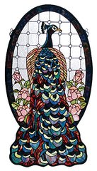 67135 Peacock Profile Stained Glass Window by Meyda Lighting | 20x38 inches