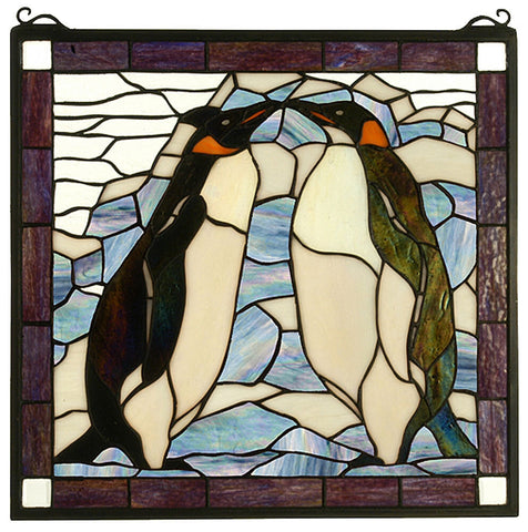 71599 Penguin Stained Glass Window by Meyda Lighting | 19x19.5 inches