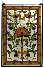98229 Picadilly Beige Stained Glass Window by Meyda Lighting | 20x30 inches