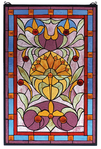 72968 Picadilly Blue Stained Glass Window by Meyda Lighting | 20x30 inches