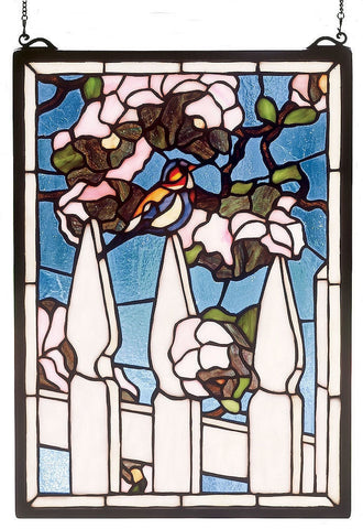 48001 Picket Fence Stained Glass Window by Meyda Lighting | 13x18 inches