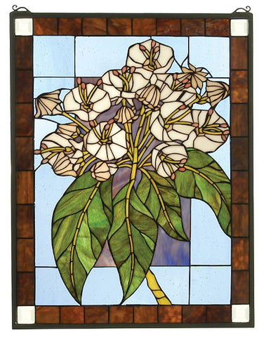 31268 Revival Mountain Laurel Stained Glass by Meyda Lighting | 20x26 inches