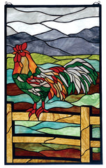 69398 Rooster Stained Glass Window by Meyda Lighting | 19x31 inches