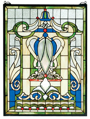 66279 Royal Blue Windsor Stained Glass Window by Meyda Lighting | 18x24"