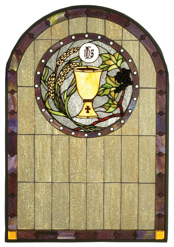 51129 Sacrament Arch Stained Glass Window by Meyda Lighting | 22x32 inches