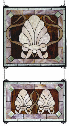 71270 Shell & Ribbon Stained Glass Window by Meyda Lighting | 20x32 inches