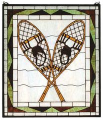 82515 Snowshoes Stained Glass Window by Meyda Lighting | 26x30 inches