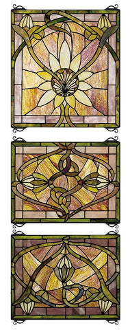24411 Solstice 3 Panel Stained Glass Window by Meyda Lighting | 14x39 inches