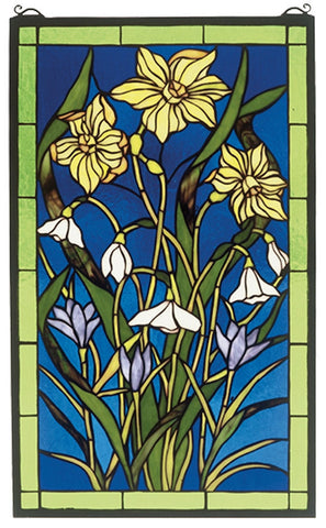 38738 Spring Bouquet Stained Glass Window by Meyda Lighting | 15x25 inches