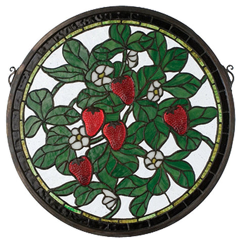 20728 Strawberry Medallion Stained Glass Window by Meyda Lighting | 17"