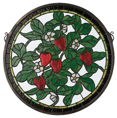 20728 Strawberry Medallion Stained Glass Window by Meyda Lighting | 17"