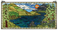 65497 Sunset Meadow Stained Glass Window by Meyda Lighting | 40x20 inches