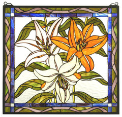 71614 Tiger Lily Stained Glass Window by Meyda Lighting | 24x23 inches