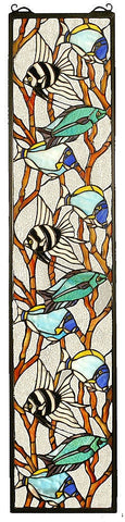 50840 Tropical Fish Stained Glass Window by Meyda Lighting | 9x42 inches