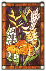 51539 Tropical Floral Stained Glass Window by Meyda Lighting | 20x32 inches