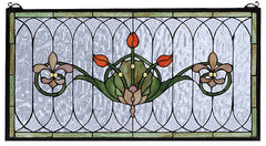 68019 Tulip & Fleurs Stained Glass Window by Meyda Lighting | 26x14 inches