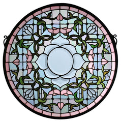 99019 Tulip Beveled Pink Stained Glass Window by Meyda Lighting | 20 inches