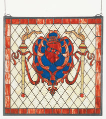 44908 Victorian Shield Beige Stained Glass Window by Meyda Lighting | 20"