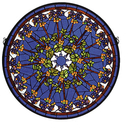 71269 Violet Rosette Stained Glass Window by Meyda Lighting | 24 inches
