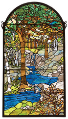 77530 Waterbrooks Arch Stained Glass Window by Meyda Lighting | 22x40 inches
