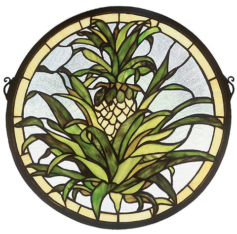 48550 Welcome Pineapple Stained Glass Window by Meyda Lighting | 16 inches