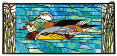 77712 Wood Ducks Stained Glass Window by Meyda Lighting | 35x16 inches