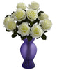 1351-WP White Purple Artificial Roses in Sophia Vase in 7 colors by Nearly Natural | 18"