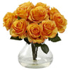 1367-OY Orange Yellow Artificial Roses in Vase in 10 colors by Nearly Natural | 11 inches