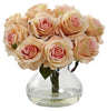 1367-PH Peach Artificial Roses in Vase in 10 colors by Nearly Natural | 11 inches