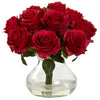 1367-RD Red Artificial Roses in Vase in 10 colors by Nearly Natural | 11 inches