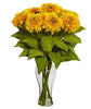 1360-YL Yellow Artificial Sunflowers in Diva Vase 5 colors by Nearly Natural | 22.5"