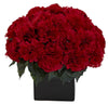 1372-RD Red Carnation Silk Arrangement w/Planter 10 colors by Nearly Natural | 11"