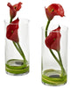 1390-RD-S2 Red Double Calla Lily S/2 Silk Flowers 4 colors by Nearly Natural | 10.5"