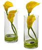 1390-YL-S2 Yellow Double Calla Lily S/2 Silk Flowers 4 colors by Nearly Natural | 10.5"