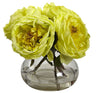 1391-YL Yellow Faux Fancy Roses w/Rosie Posie Vase in 4 colors by Nearly Natural | 8"