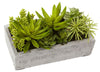 4841 Faux Succulent Garden in Concrete Planter by Nearly Natural | 12.75"