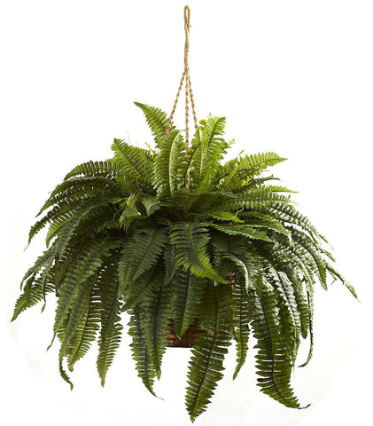 6788 Giant Boston Fern Silk Hanging Plant Basket by Nearly Natural | 36"
