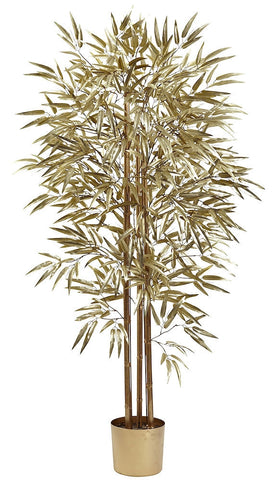 5395 Golden Bamboo Artificial Tree with Planter by Nearly Natural | 5 feet