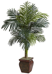 5937 Golden Cane Palm Artificial Tree w/Planter by Nearly Natural | 4.5 ft