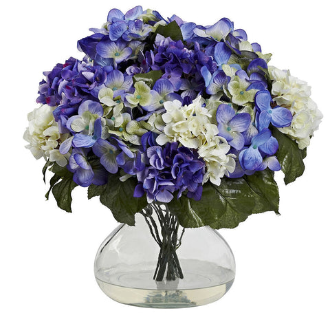 1387-BP Hydrangea Artificial Flowers in Vase by Nearly Natural | 14.5 inches